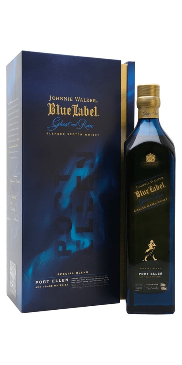 Garrafa de Johnnie Walker Blue Label Ghost and Rare Port Ellen